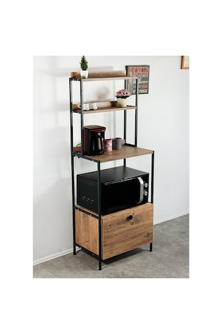 Kapaklı Dolap Mutfak Bangosu Çok Amaçlı Dolap Kahve Köşesi Rafı 5