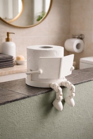 Buççin Online Mağaza Eğlenceli Kitap Okuyan Tuvalet Kağıdı Tutucu Dekoratif Banyo Aksesuarı, Wc Kağıtlık Plastik Beyaz Çok Renkli
