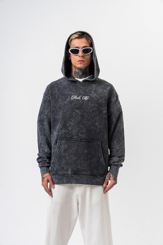 Respire Erkek Mask Off Baskılı Yıkamalı Kapüşonlu Oversize Hoodie Siyah