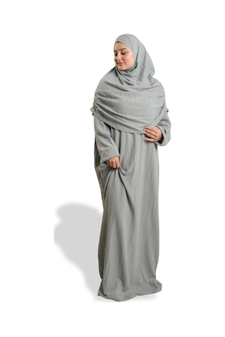 2 Parça Namaz Elbisesi Dokuma Kendinden Desenli 2502 15 Gri