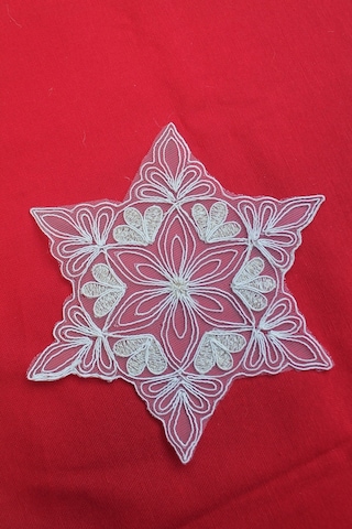 6 Adet Yıldız Motifli Krem Gold Simli Bardak Altlığı & Kokteyl Beyaz