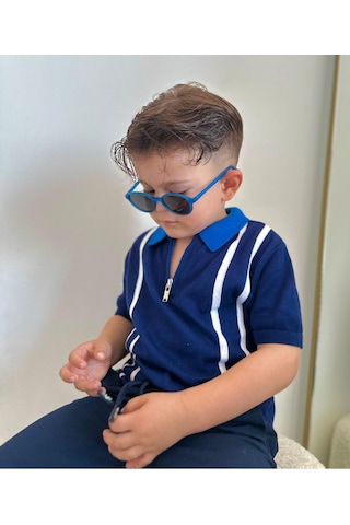 Yeni-unisex 1-5 Yaş Polarize Mavi Çocuk Güneş Gözlüğü Mavi