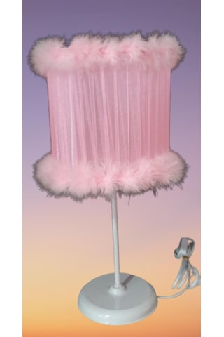 Pembe Tüylü Yatak Odası Kız Odası Abajuru