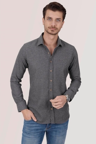 Füme Düz Oduncu Slimfit Erkek Gömlek Yeşil