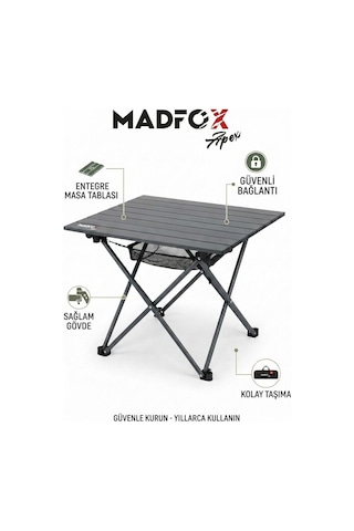 Madfox Apex Katlanabilir Alüminyum Kamp Masası 2 Kişilik Gri