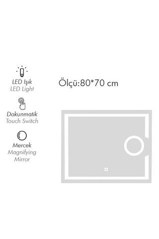 Kiev 80 Cm Mercekli Led Ayna Renksiz