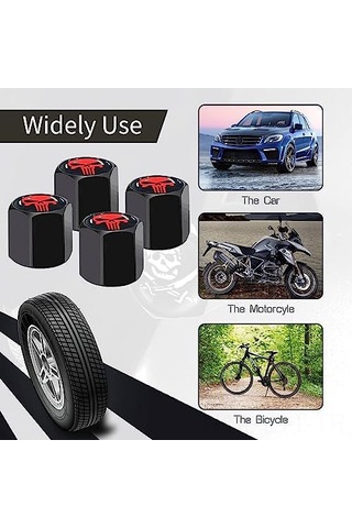 Youtek Oto Lastik Valf Kapağı 4'lü Set - Hırsızlık Ve Toz Koruma - Siyah Renk - Tam Kapama