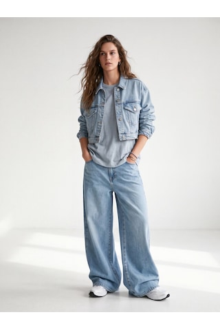 LTB Merlına Crop Baskılı Light İndigo Jean Ceket