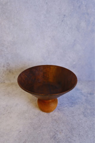 Justwood Ligna Melamin Ahşap Rölyefli 19 Cm Nar Ayaklı Salata Tabağı, Servis Tabağı, Çukur Kase Koyu Kahverengi