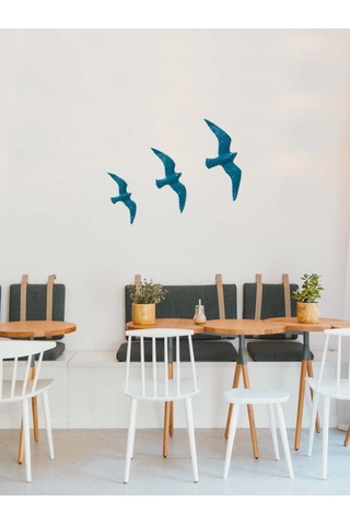 Sume 3' Lü Turkuaz Kuş Duvar Süsü