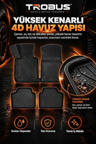 Peugeot 2008 2019+ Araca Özel Karbon Desenli 3d Paspas Bagaj Havuzu Set Alt Bagaj Siyah