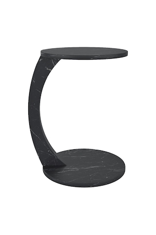 İntergo Tekerlekli C Yan Sehpa Siyah Mermer