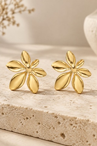 Kadın Gold Pürüzsüz Çiçek Model Statement Küpe - Heykelsi Vintage Çivi Küpe Kadın Gold Pürüzsüz Çiçek Model Statement Küpe - Heykelsi Vintage Çivi Küpe