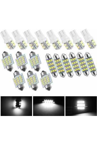 Kangvka 20'li Araç Led Işık Seti: Tavan Işığı, T10 Gösterge Lambası, Okuma Ve Plaka Işıkları - Enerji Verimli, Kolay Kurulum Diğer