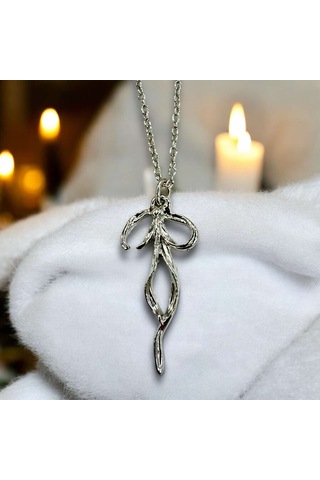 Kurdele Çelik Kadın Kolye Antik Gümüş Kaplama 60 Cm Zincir Çok Renkli