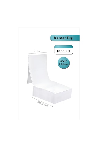 6x17 Kantar Fişi 2 Nüsha 1000 Adet , Beyaz Otokopili Sürekli Form 6''x17 Cm 6x17 Kantar Fişi 2 Nüsha 1000 Adet , Beyaz Otokopili Sürekli Form 6''x17 Cm