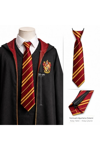 Akıllı Bayi Harry Potter Gryffindor Fermuarlı Ayarlanabilir Kravat Renkli