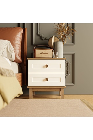 3782 Desa 2 Çekmeceli Mdf Profil Ayaklı Komodin Sepet - Beyaz