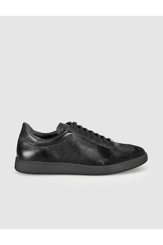 Cabani Hakiki Dana Deri Siyah Süet Erkek Sneaker Ayakkabı