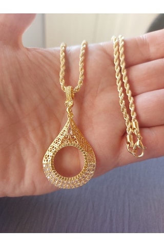 22ayar Altın Kaplama Çeyrek 60cm Kolye 3mm Halat Zincir Altın