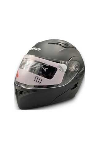 Motosiklet Rs2 Kask Çene Açılır Güneş Vizörlü Mat Black Mat Siyah