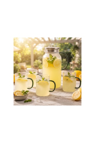 5 Parça Bardaklı Sürahi Seti - Cam - 1800 Ml Sürahi - 4 Bardak 5 Parça Bardaklı Sürahi Seti - Cam - 1800 Ml Sürahi - 4 Bardak