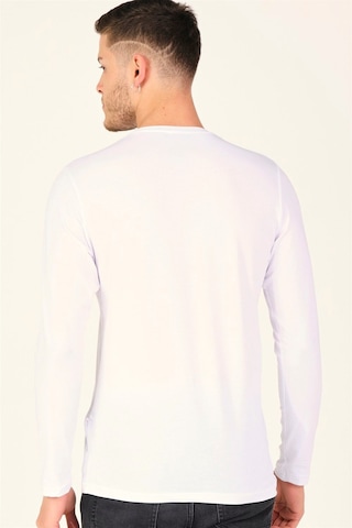 T8588 Dewberry Bisiklet Yaka Uzun Kol T-shırt-beyaz Beyaz