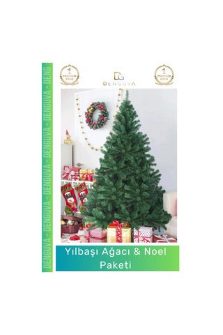 Yılbaşıağacı Yeni Lüks Şık Dekoratif Yapay Çam Ağacı Yeşil Sık Yapraklı Noel Paketi 150 Cm 220 Dal Standart