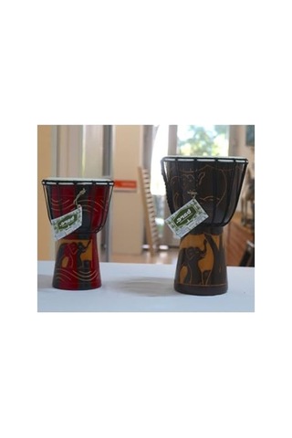 El Yapımı Otantik Djembe Davul, 25 Cm Mahoni Ve Deri
