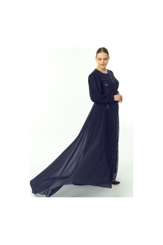 Ladies First Büyük Beden 3703 Lacivert Uzun Abiye Elbise