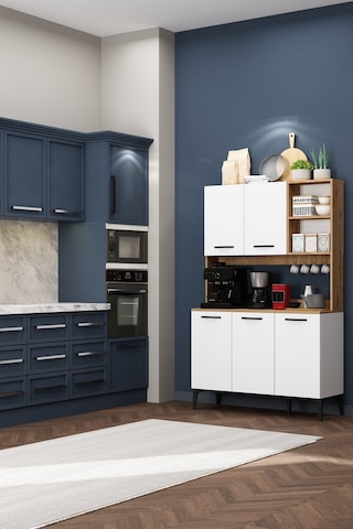 Riva Kahve Köşesi 3 Kapaklı Airfry Kiler Dolabı Çok Amaçlı Erzak Dolabı Sepet-beyaz Sepet-beyaz