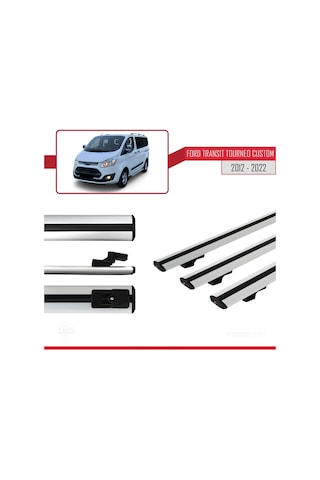 Ford Transit Tourneo - Custom 2012-2023 Arası İle Uyumlu Basic Model Ara Atkı Tavan Barı Gri 3 Adet