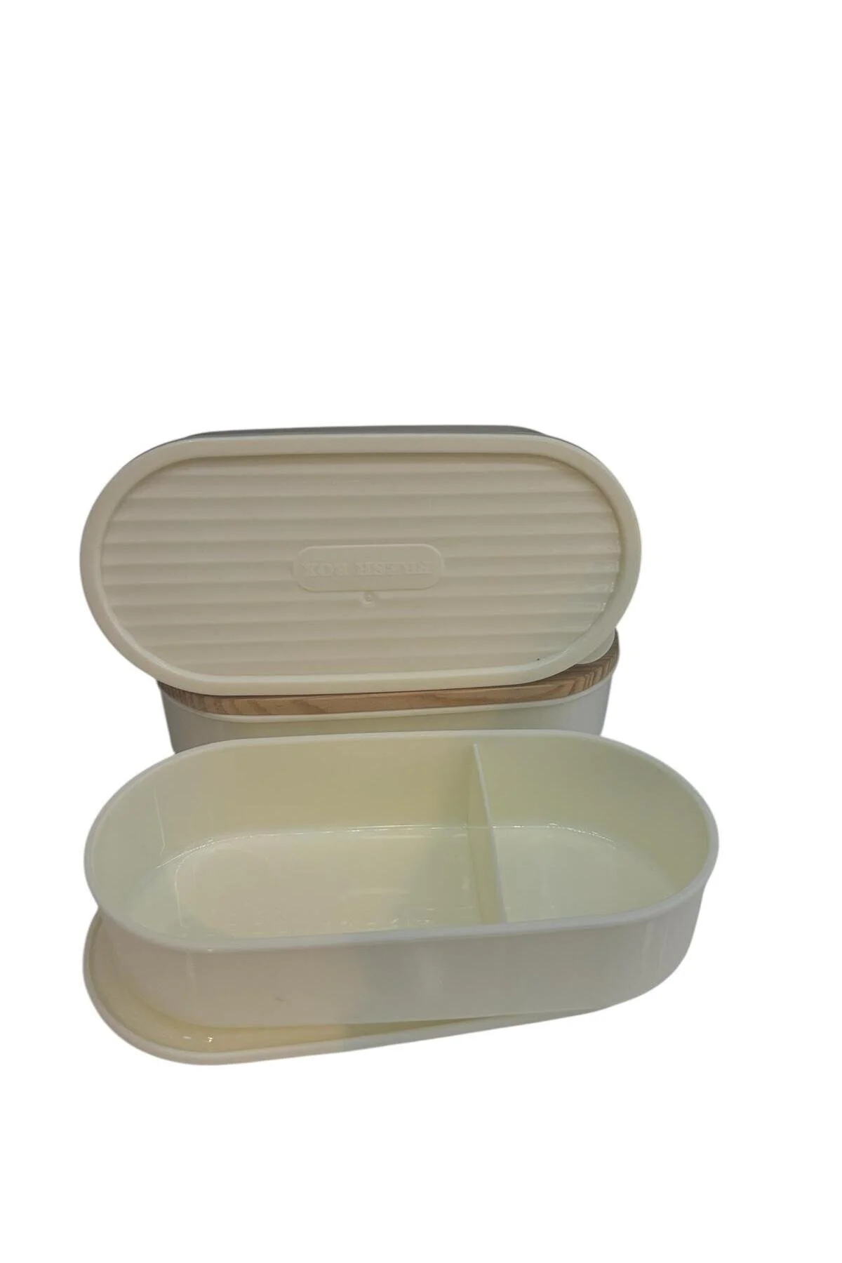 Gondol Layer Lunch Box Kilitli Kat Kat Beslenme Kutusu Çatal Kaşıklı Krem