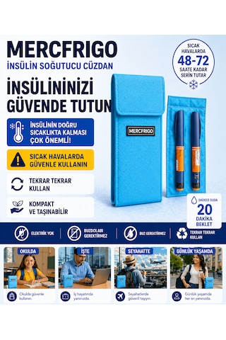 Mercfrigo İnsülin Soğutucu Cüzdan-açık Mavi- 2 Kalemlik Frio