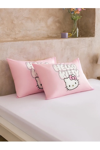 Pembe Hello Kitty Baskılı Yastık Kılıfı 2'li 50x70 Cm