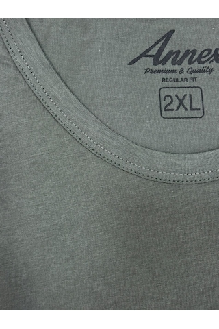 Yuvarlak Yaka Erkek Battal Düz Renk Pamuklu Basic Tshirt Haki