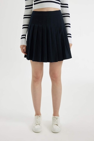 Defacto Coool Pilise Yüksek Bel Basic Düz Gizli Fermuarlı Lacivert Mini Etek D4492AX24AUNV82 Lacivert
