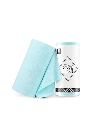 Çok Amaçlı Rulo Mikrofiber Temizlik Bezi 30x30 40 Yapraklı Mavi Mavi
