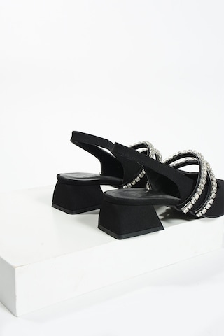 Duxal Shoes Kadın Taşlı Şık Babet-topuklu Ayakkabı-linda Siyah