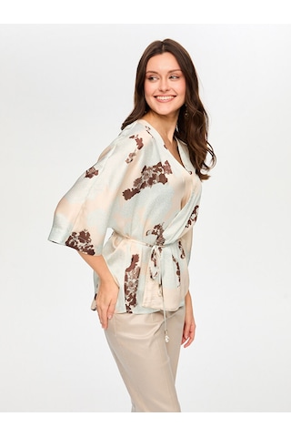Faik Sönmez Çiçek Desen Viskon Kimono S26kmn004 Us26kmn00472 Taş