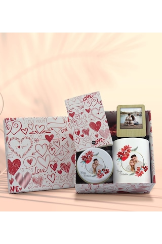 BK Gift Sevgiliye Özel Kutuda Hediye Seti, Kupa Bardak, Sevgili Hediyesi, Kokulu Mum, Fotoğraflı Çerçeve-11