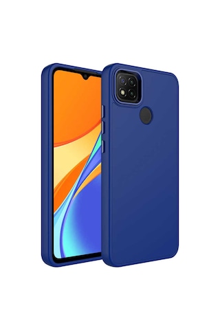 Xiaomi Redmi 10a Kılıf Metal Çerçeve Ve Buton Tasarımlı Silikon Zore Luna Kapak Sierra Mavi