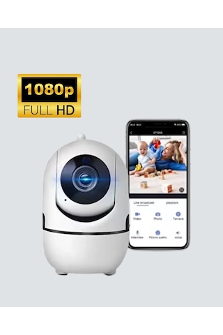 Mey İthalat Yüksek Çözünürlüklü Hareket Takipli Kablosuz Güvenlik Kamerası 1080p, Gece Görüşlü