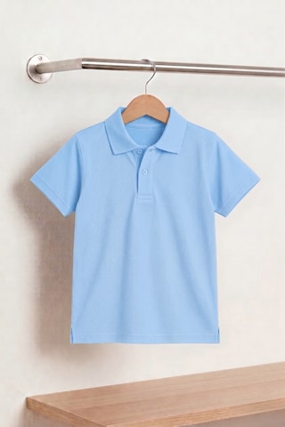 Nacar Store Unisex Çocuk Polo Yaka Kısa Kollu Lakost Tişört Okula Dönüş Bebk Mavi