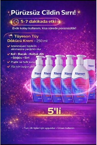 Tüyeson Tüy Dökücü Krem 5 x 250 ML