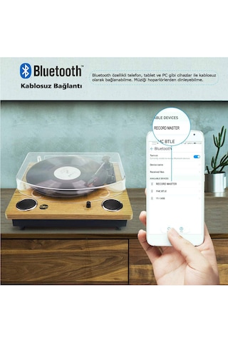 Record Master Tt249 Retro Pikap - Bluetooth + Mp3 Kayıt Özelliği