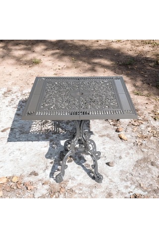 Alüminyum Döküm Bahçe Masası Cg-604 75x75 Cm Kare Döküm Bahçe Masası Antrasit