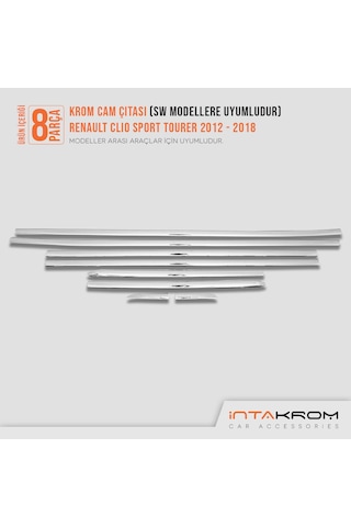 intakrom Renault Clio 4 Sport Tourer Krom Cam Çıtası 8 Parça 2012-2018 N11.5127