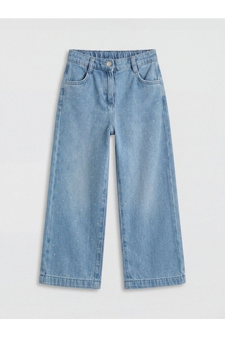 Özmarka Yeni Sezon Wideleg Taşlı Kız Çocuk Jean Pantolon Çok Renkli
