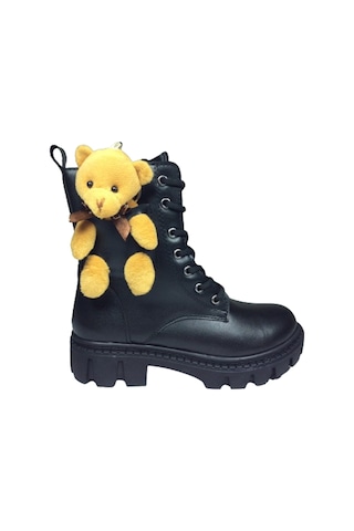 Ortopedikal 1087 Filet Kız Çocuk Siyah 2 Ayıcıklı Bot Bağcıklı Siyah